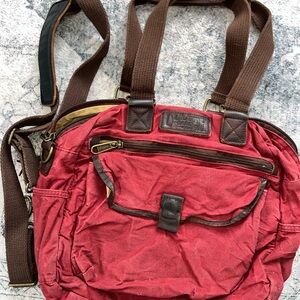 Duluth Trading Co Canvas Business Travel Messenger Laptop Work Tote Bag Red